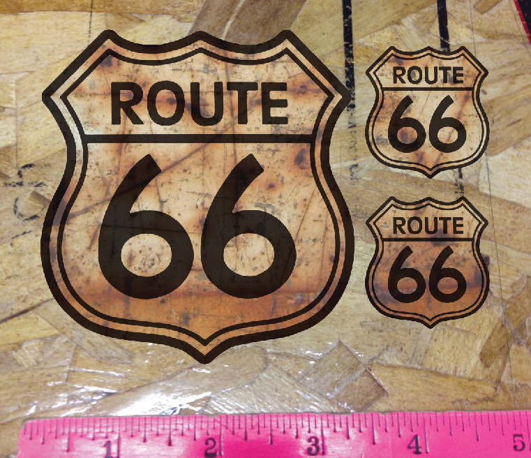 Route 66 Black & Rusted Distressed Die Cut Decal Sticker L – 3 for 1 – pick size