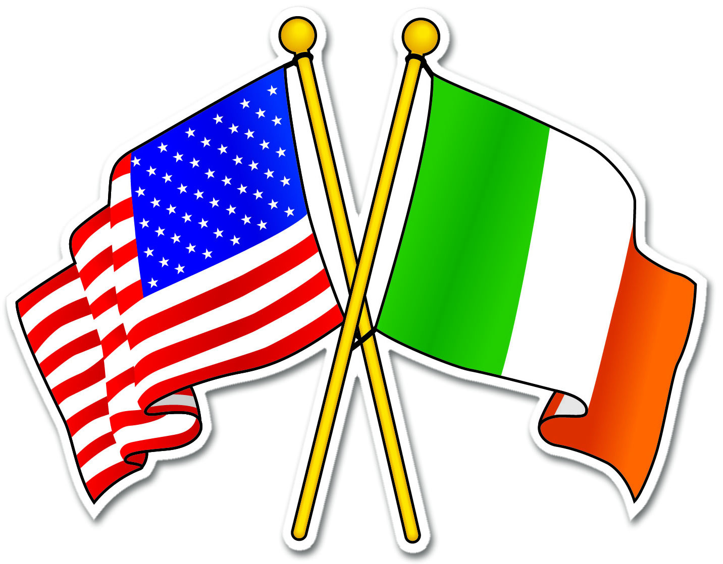 Irish American Cross Flags Together Ireland Irish Decal Sticker