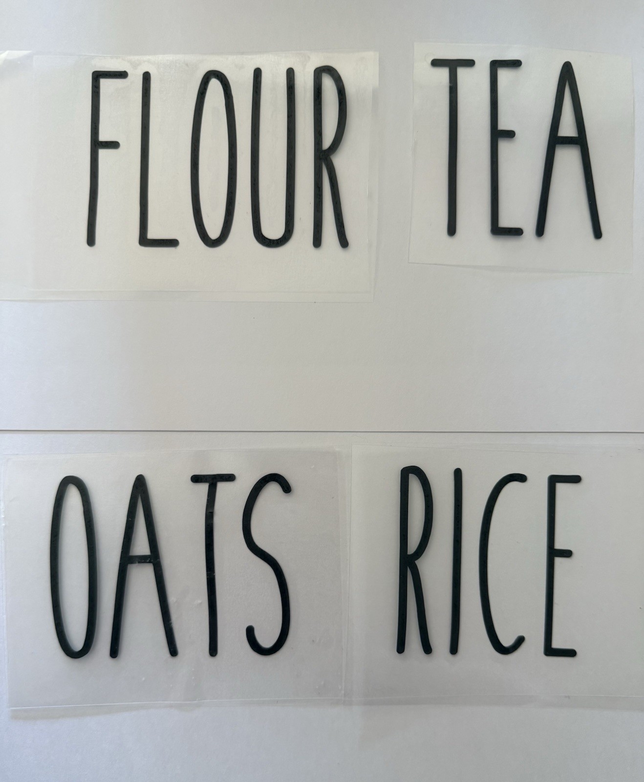 4 Custom Rae Dunn Inspired Kitchen Canister Jar Label Decal Vinyl Sticker