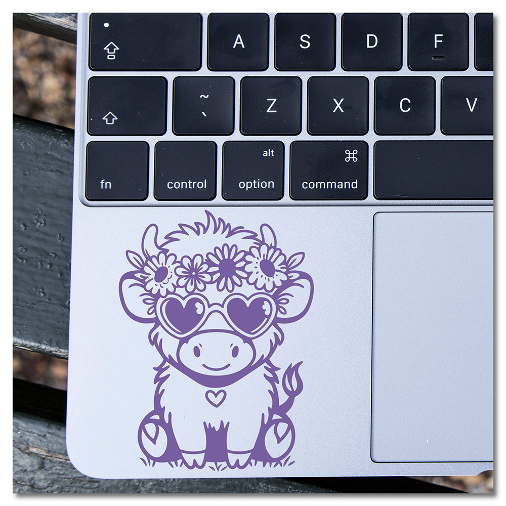 6″ Cute Hippy Highland Cow Vinyl Decal Sticker