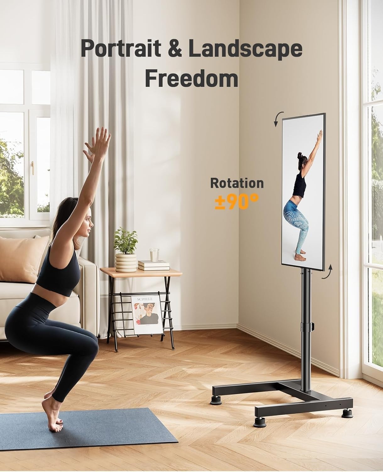 Floor TV Stand with Mount for 26-50 Inch Tvs up to 55 Lbs, TV Floor Stand with R