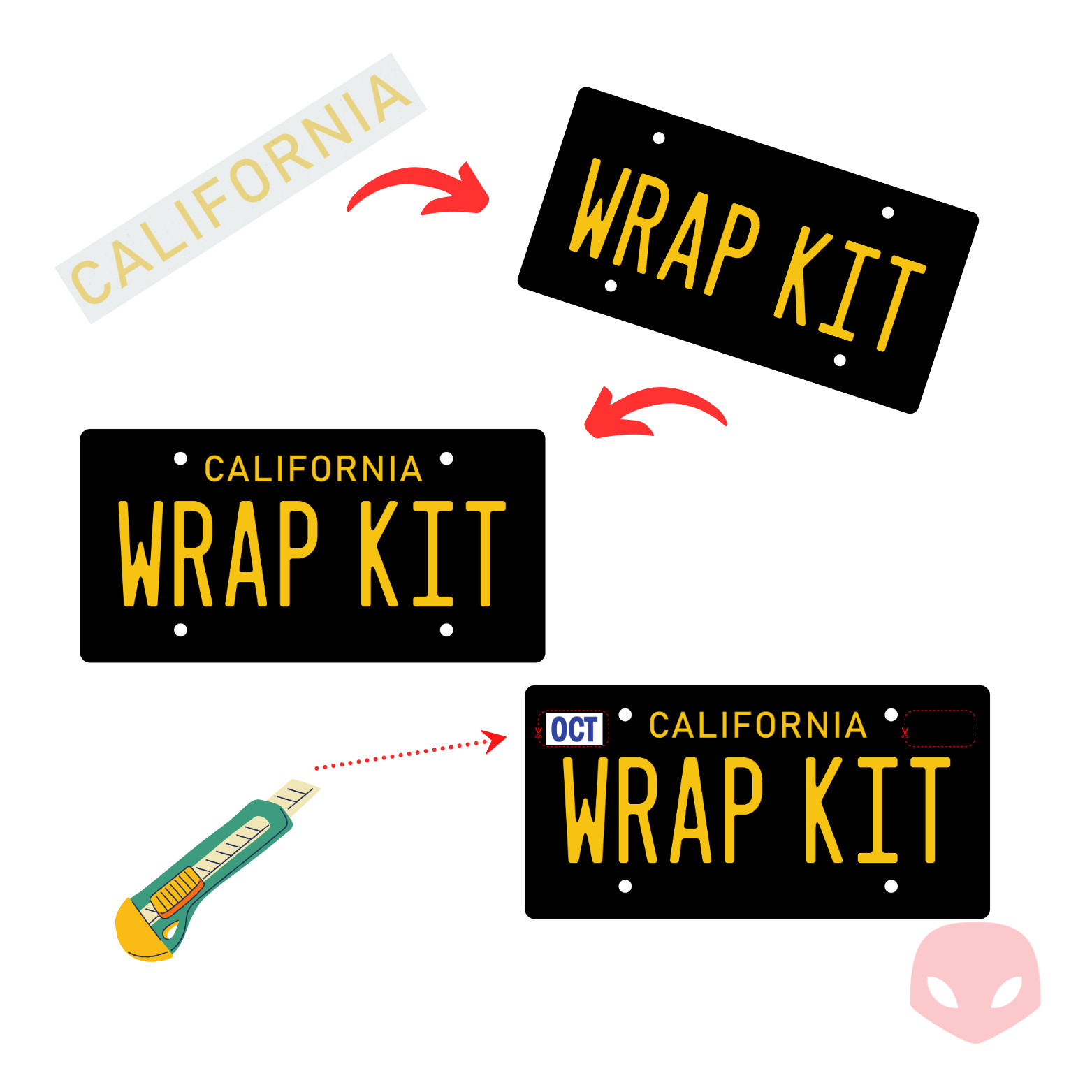 Golden Yellow LEGACY Reflective California Plate Wrap DIY Kit