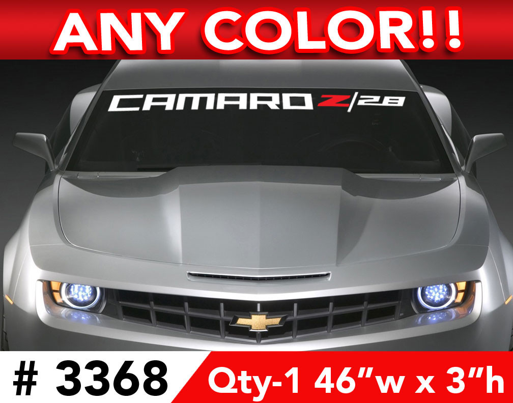 NEW STYLE CAMARO Z28 RS SS 2 COLOR WINDSHIELD DECAL STICKER 43″w x 3″
