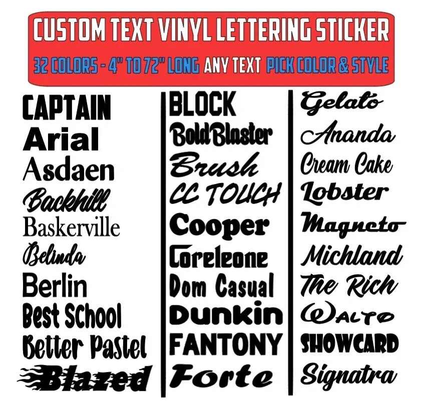 Custom Text Vinyl Lettering Sticker Decal Personalized -ANY TEXT – ANY NAME – [2