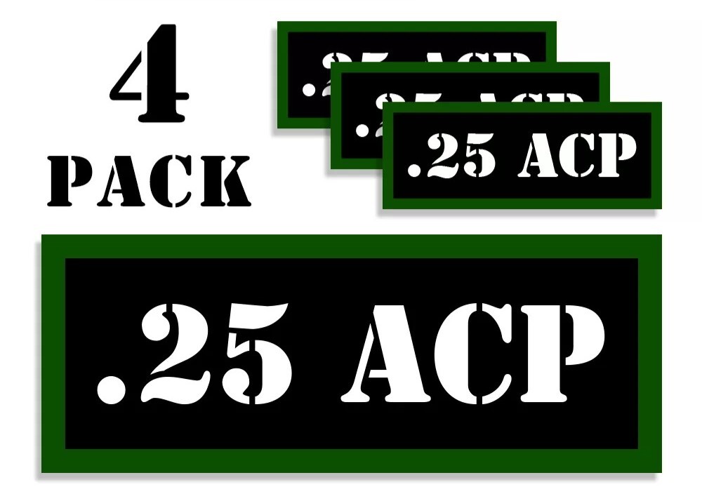 25 ACP Ammo Can Label Stickers Decal Ammunition (4 pack)
