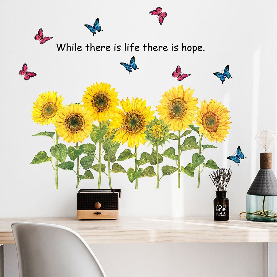 Fashionable Removable Sunflower Wall Sticker Flower Decor Waterproof Decals