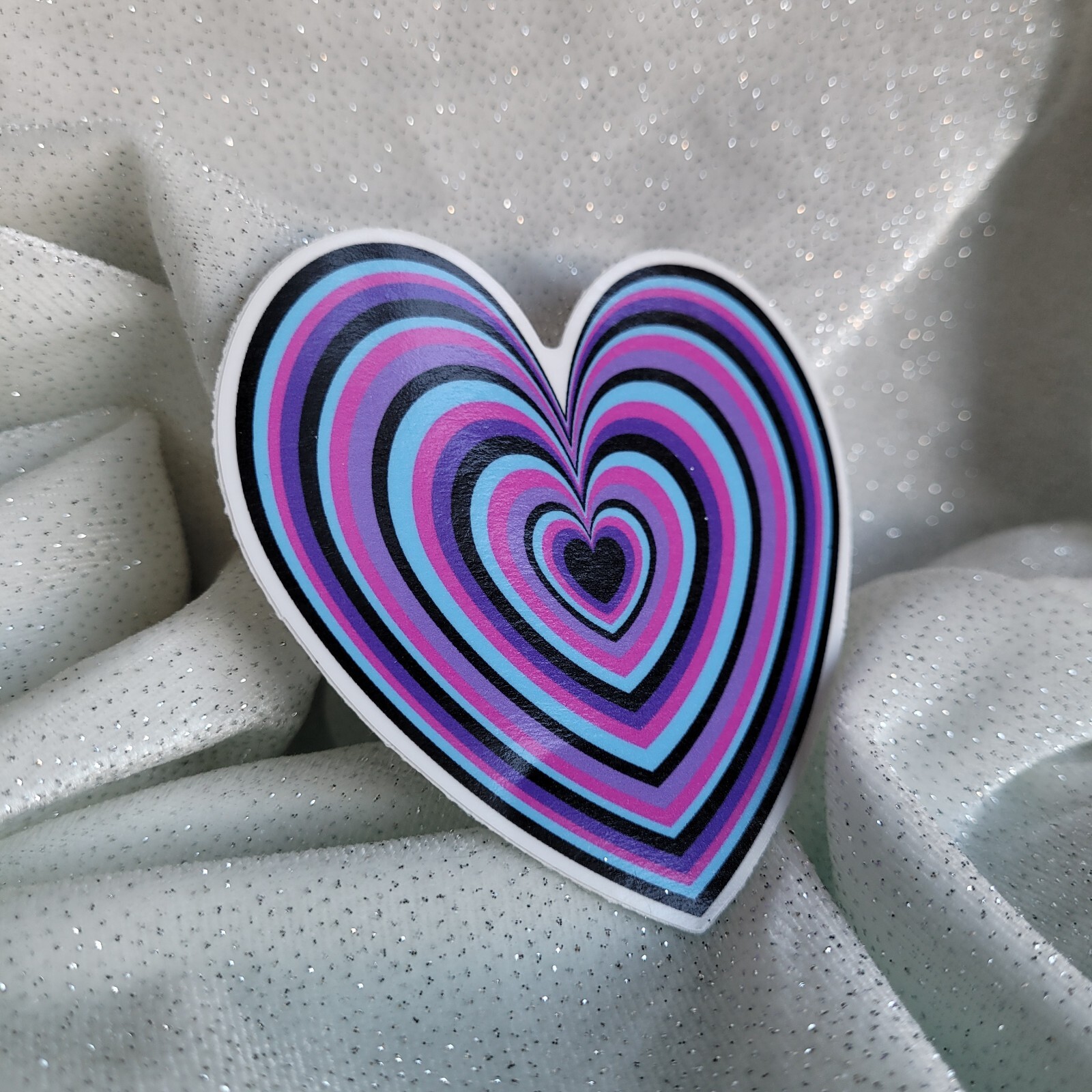 STKR078 Black Blue Purple Pink LAYERED Heart Shaped Sticker | Hearts Cute Love