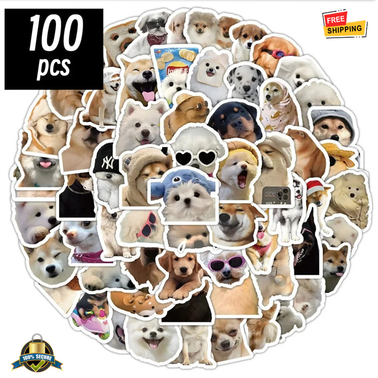 100pcs Funny Dog Cartoon Stickers Cute Decals for Kids & Daily Decor