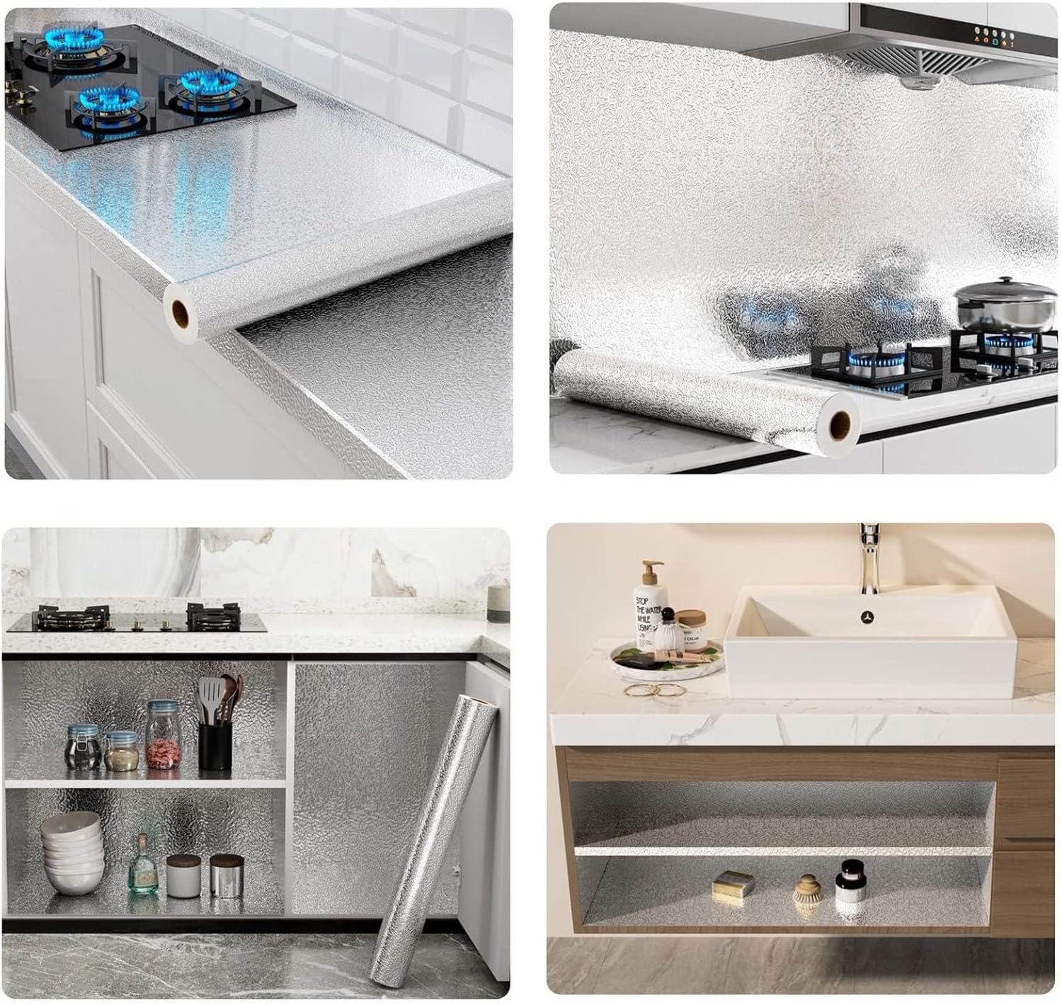 Kitchen Wallpaper Oil Proof Sticker Backsplash Aluminum Foil Self-Adhesive Paper