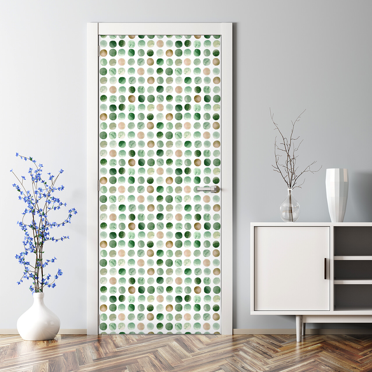 Watercolour geometric dots pattern green circle colourful Adhesive Door sticker