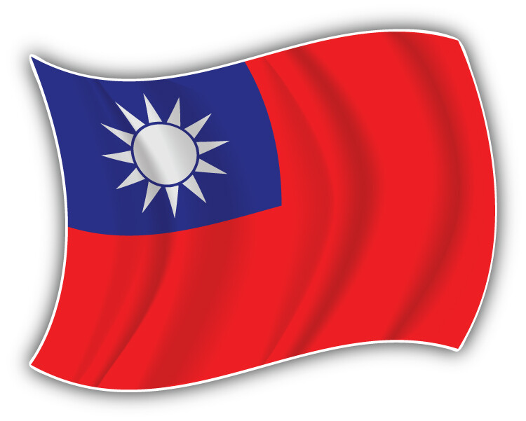 Taiwan Flag Waving Car Bumper Sticker Decal