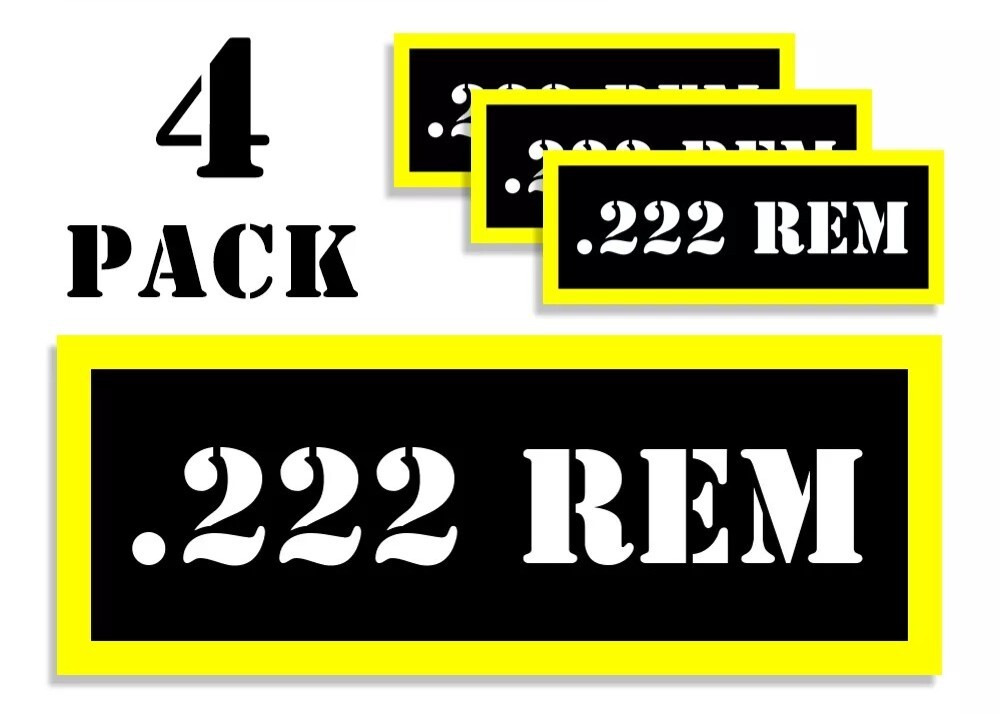 222 REM Ammo Can Label Stickers Decal Ammunition (4 pack)