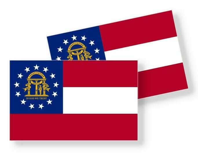 Georgia State Flag – Set of 4 Vinyl Sticker / Adhesive Decals Various Sizes