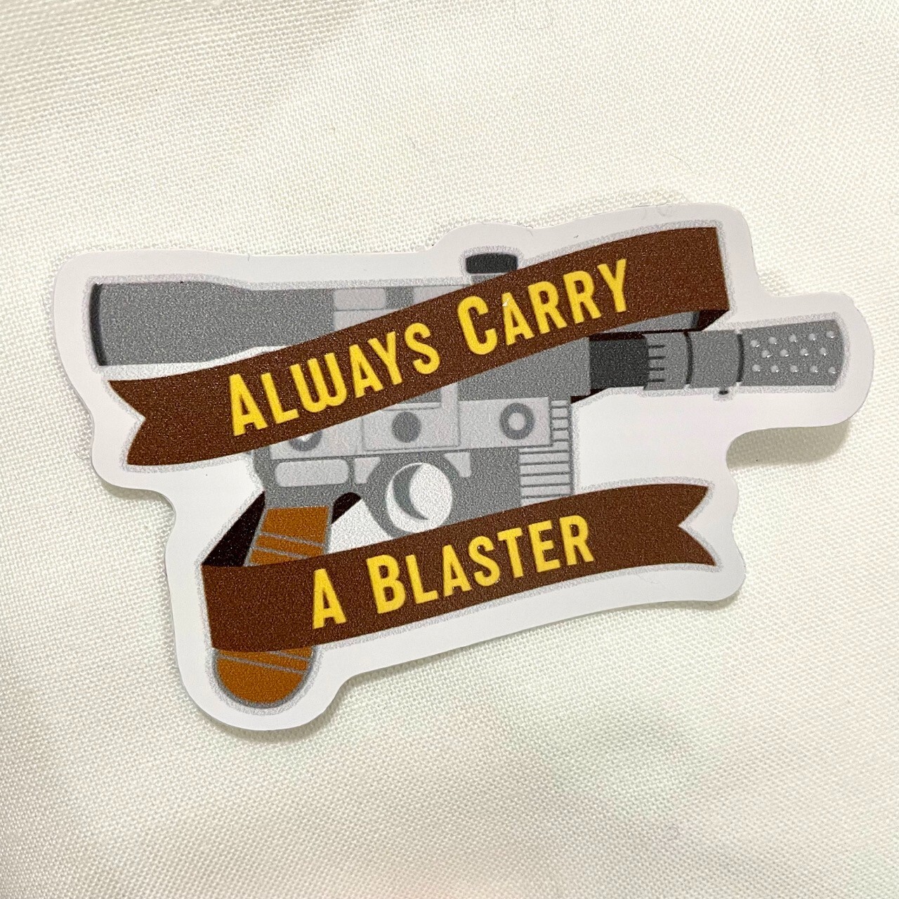 Always Carry A Blaster UV spot raised sticker Star Wars Han Solo Chewbacca