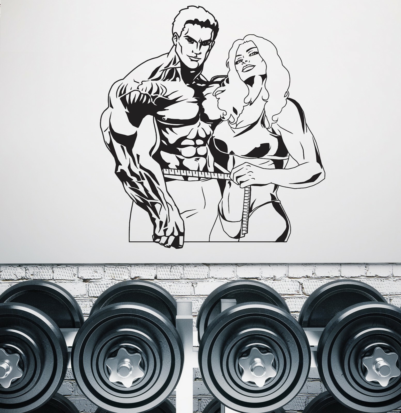Wall Vinyl Decal Fitness Center Sport Athlete Bodybuilder Couple (n1723)