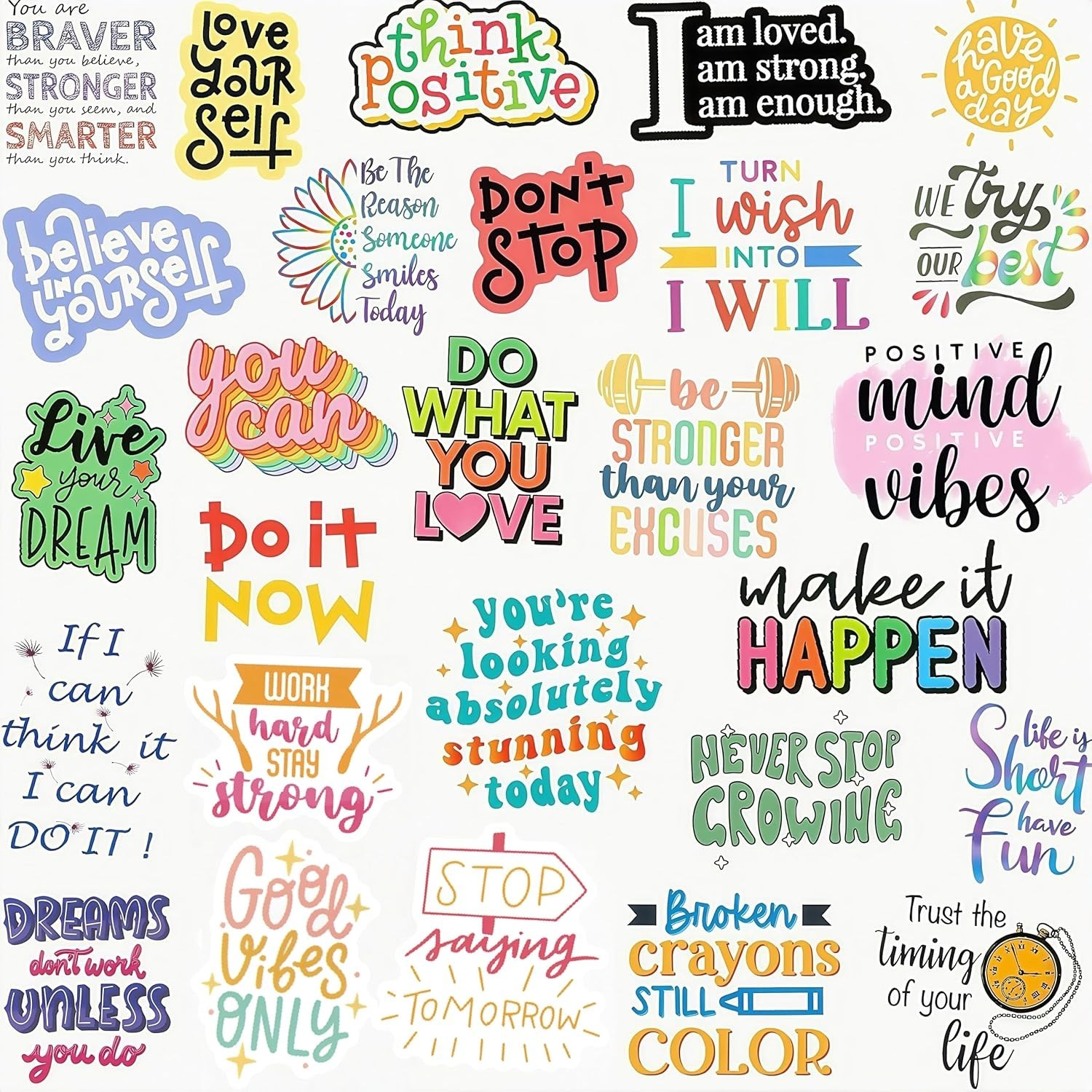 300PCS Inspirational Quote Stickers | Positive Affirmation Waterproof Vinyl