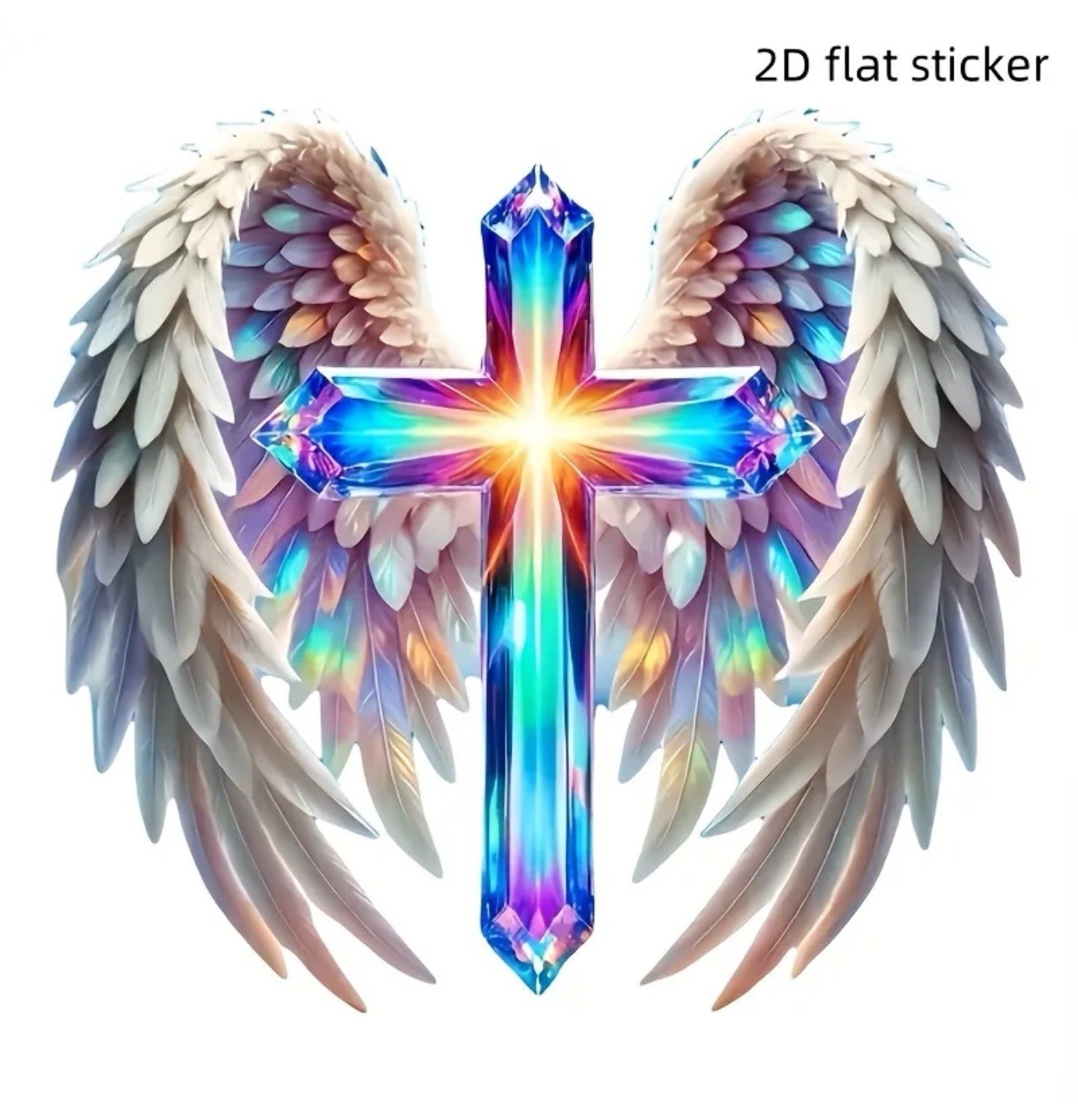 LED PRISM Cross Wings Vinyl Decal Sticker 6” Inch Christian Religious God Jesus
