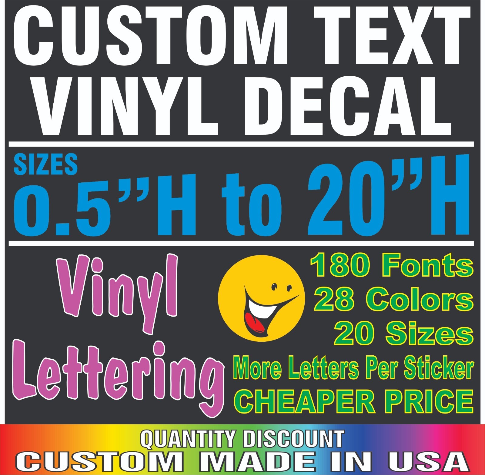 Custom Text Vinyl Lettering Sticker Decal Window Wall Business Car Name Boat RV