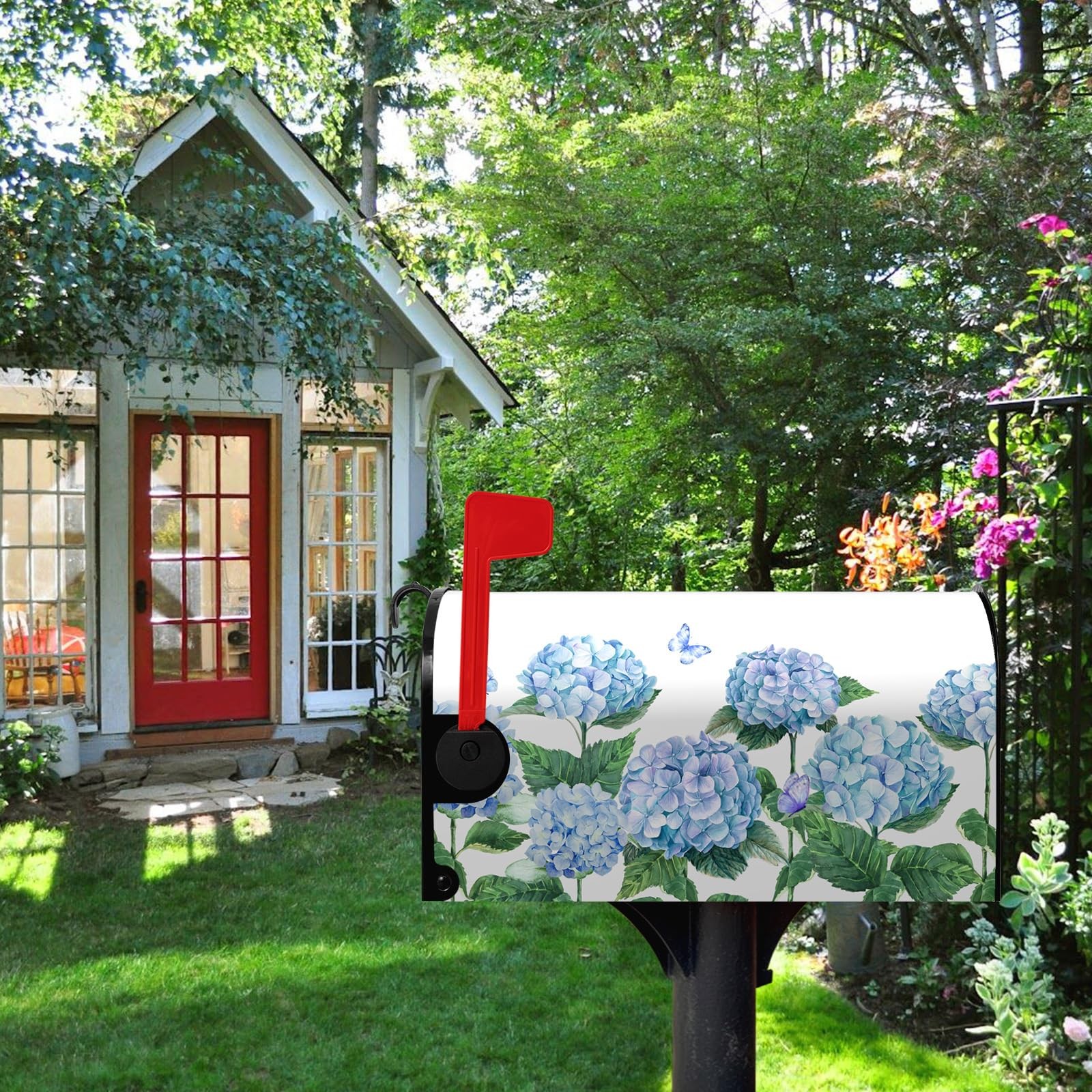 Dacawin Hydrangea Flowers Magnetic Mailbox Cover 21x18inch,