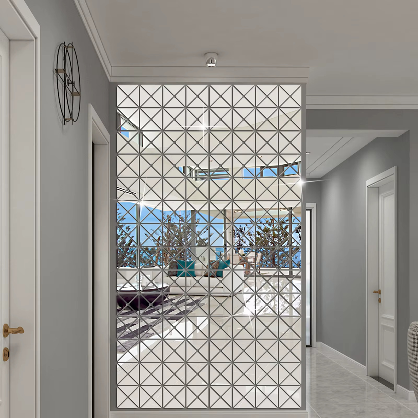 12/36/60/100pcs 3D Mirror Wall Stickers Acrylic Triangles Self-adhesive Square