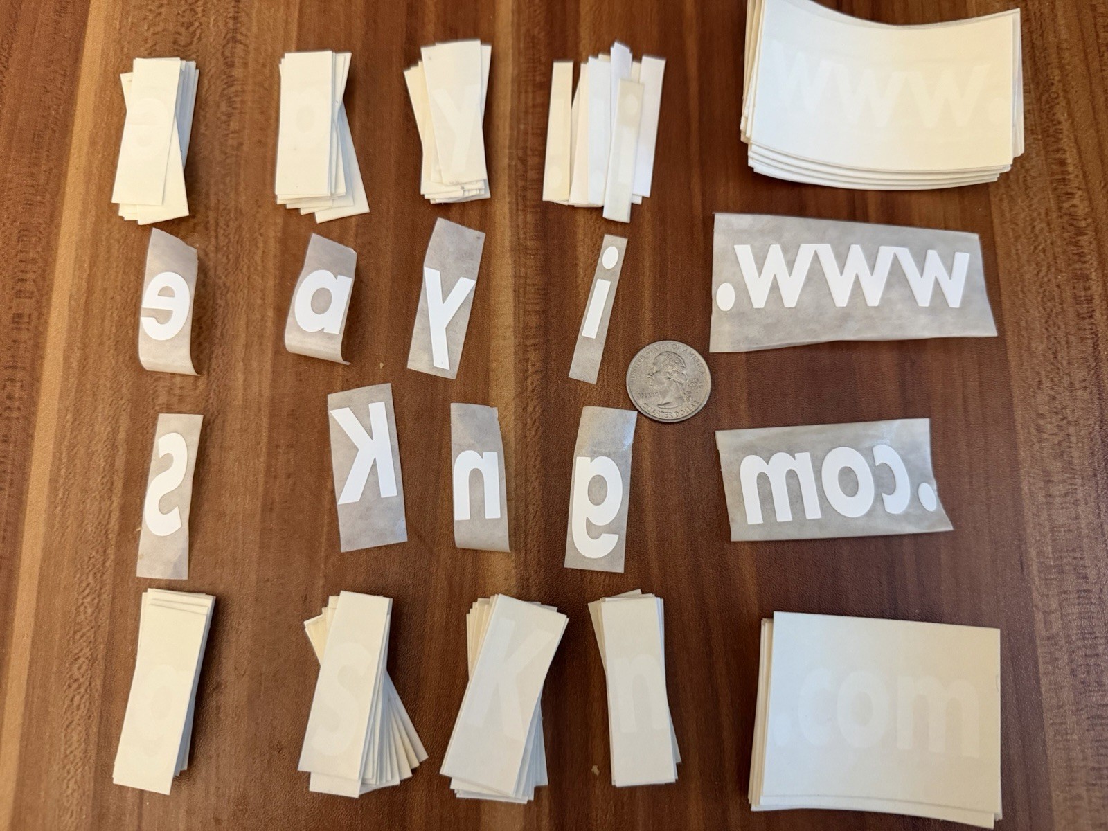 LOT White Vinyl Window Decal Letters 3/4” – 1” K, S, e, a, i, y, n, g, www. .com