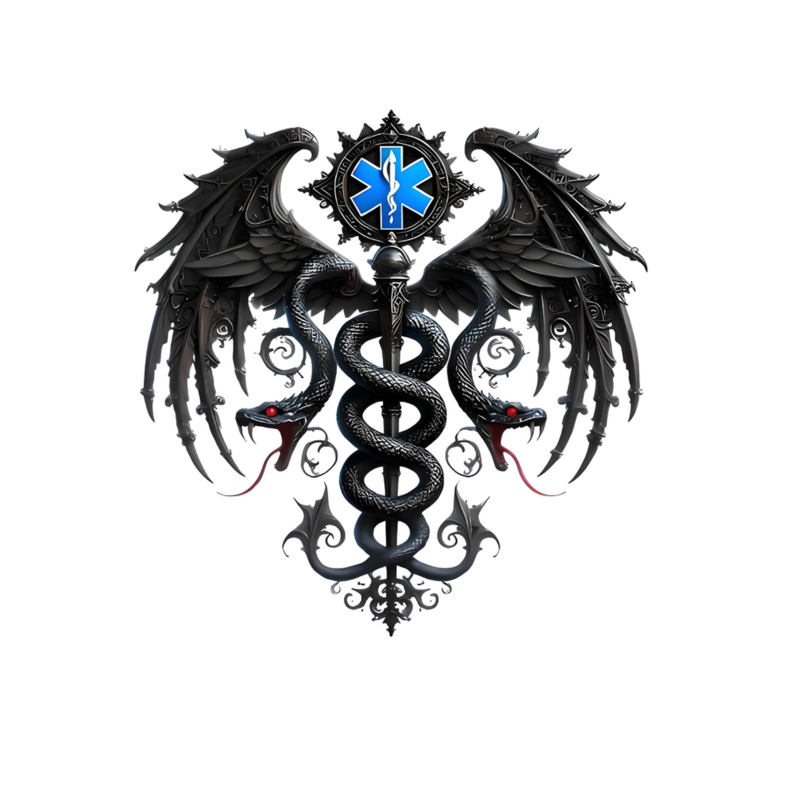 Sticker Gothic EMS Star of Life and Caduesa laminated USA vinyl epic