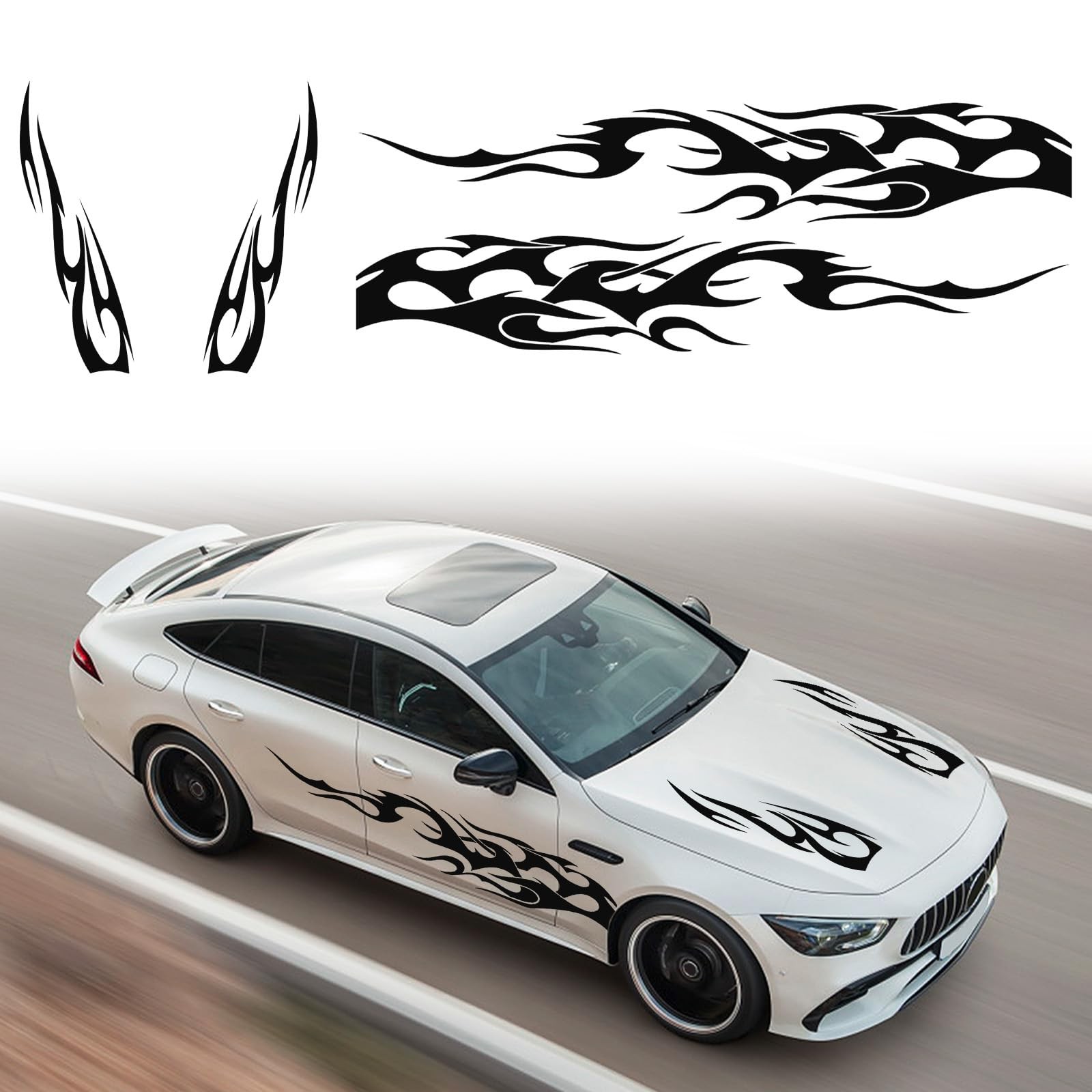 RUIANTE 6PCS Universal Car Racing Body Side Stripe Skirt Decals Car Stripes Deca
