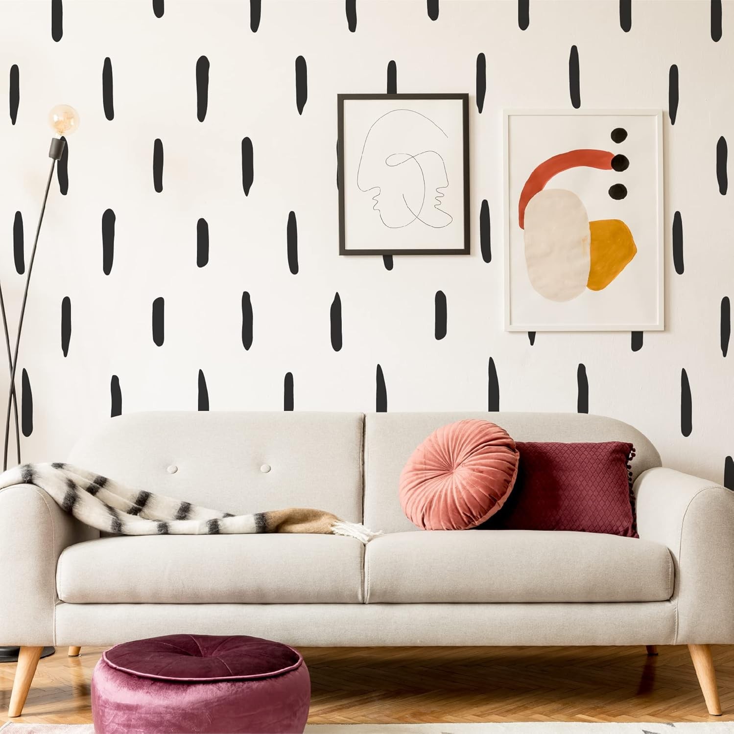 Black Thick Irregular Line Vinyl Abstract Wall Decals, Peel and B,