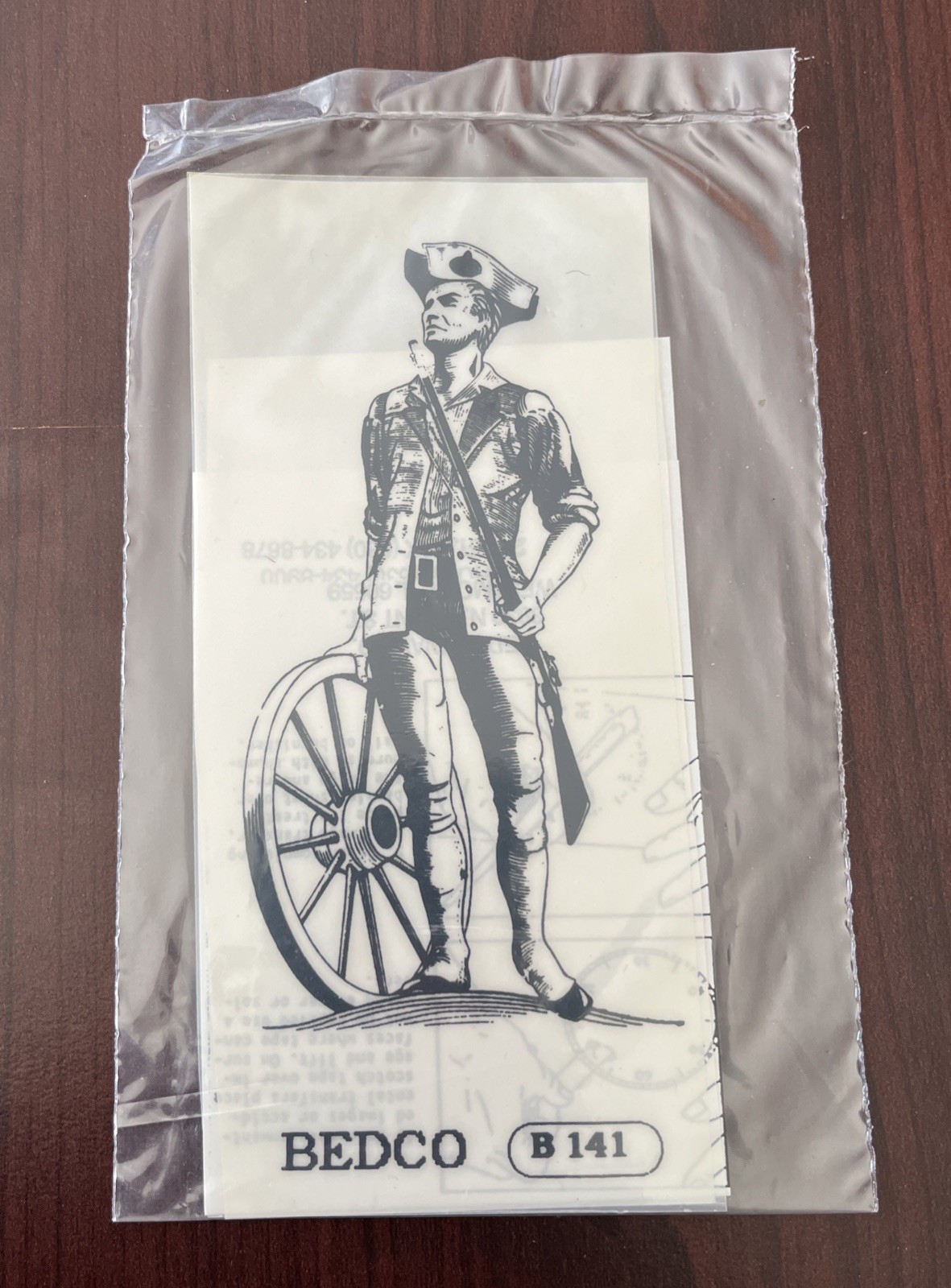 BEDCO B141 MINUTEMAN COLONIAL TRANSFER NOS BLACK DECAL Clock Restoration CP131