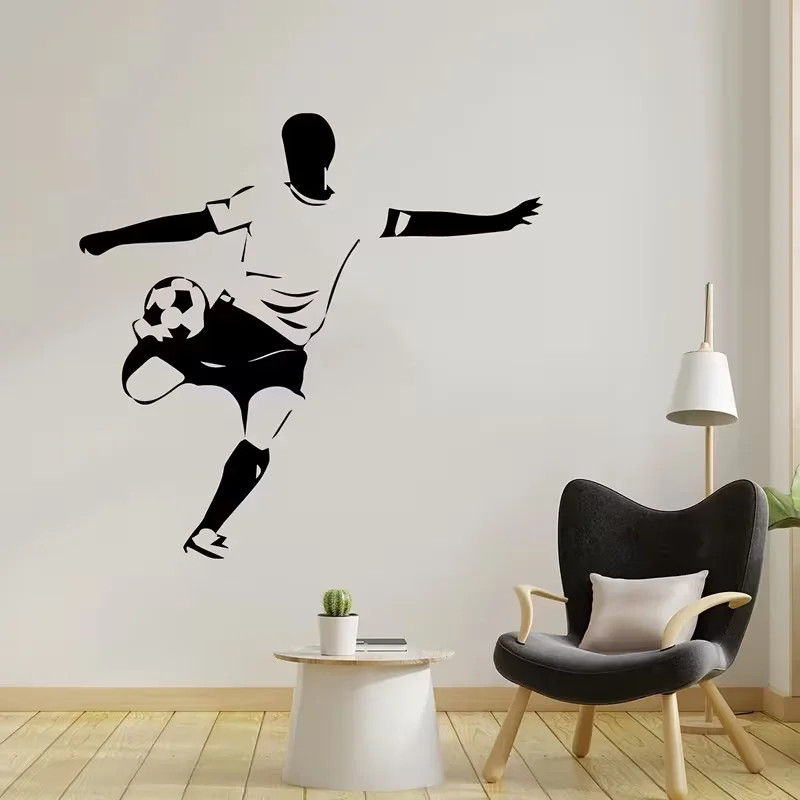Contemporary Soccer Player Wall Sticker Pasted Waterproof Vinyl Decal Bedroom
