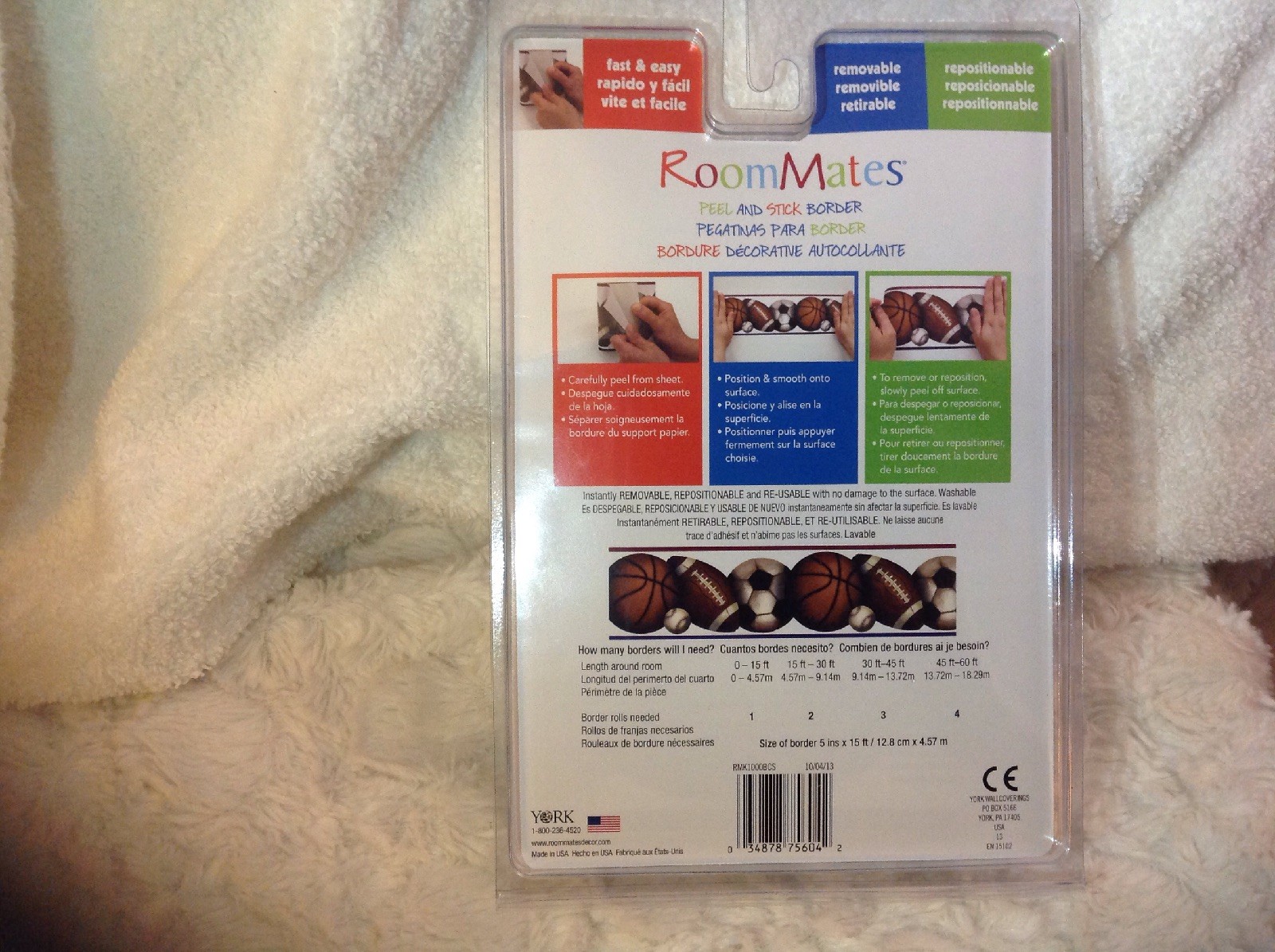 Room Mates – Sports – New Unopened 15 Feet x 5 Inches – Removable – Reposition