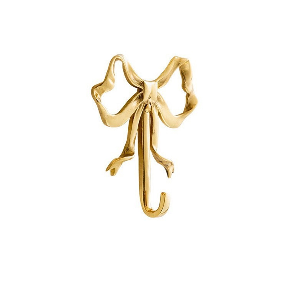 Brass Style Bowknot Wall Hooks Gold Tone for Kitchen Bathroom Bedroom Walls