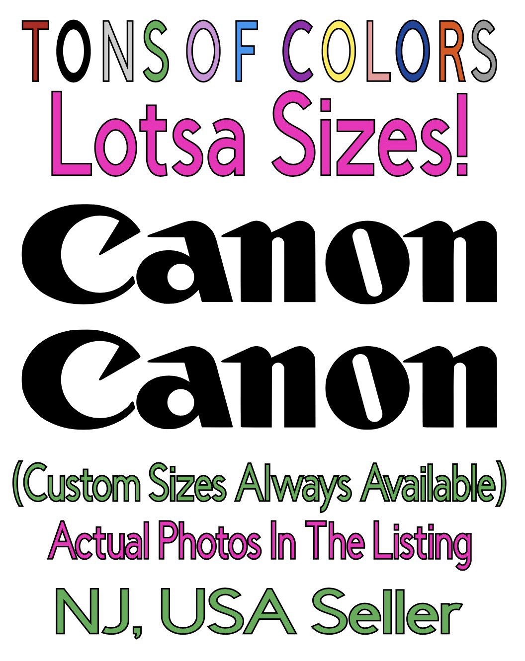 TWO Canon Logo Die Cut Vinyl Decals Car Truck Glass, Etc Photography Electronics