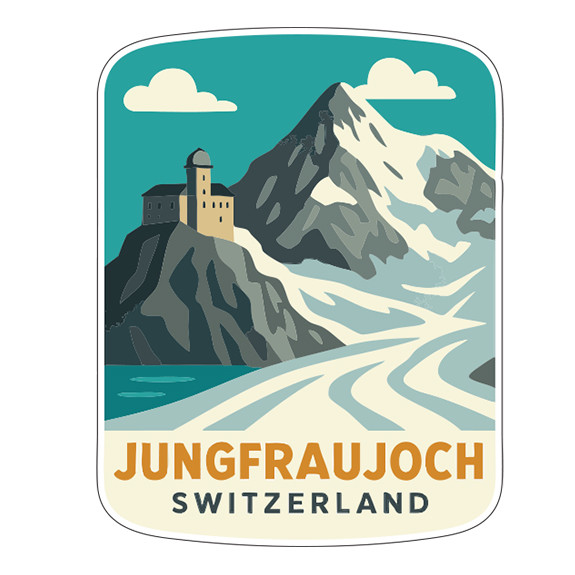 Jungfraujoch Switzerland Sticker Decal Vinyl Die-Cut Symbolic Landmark Design