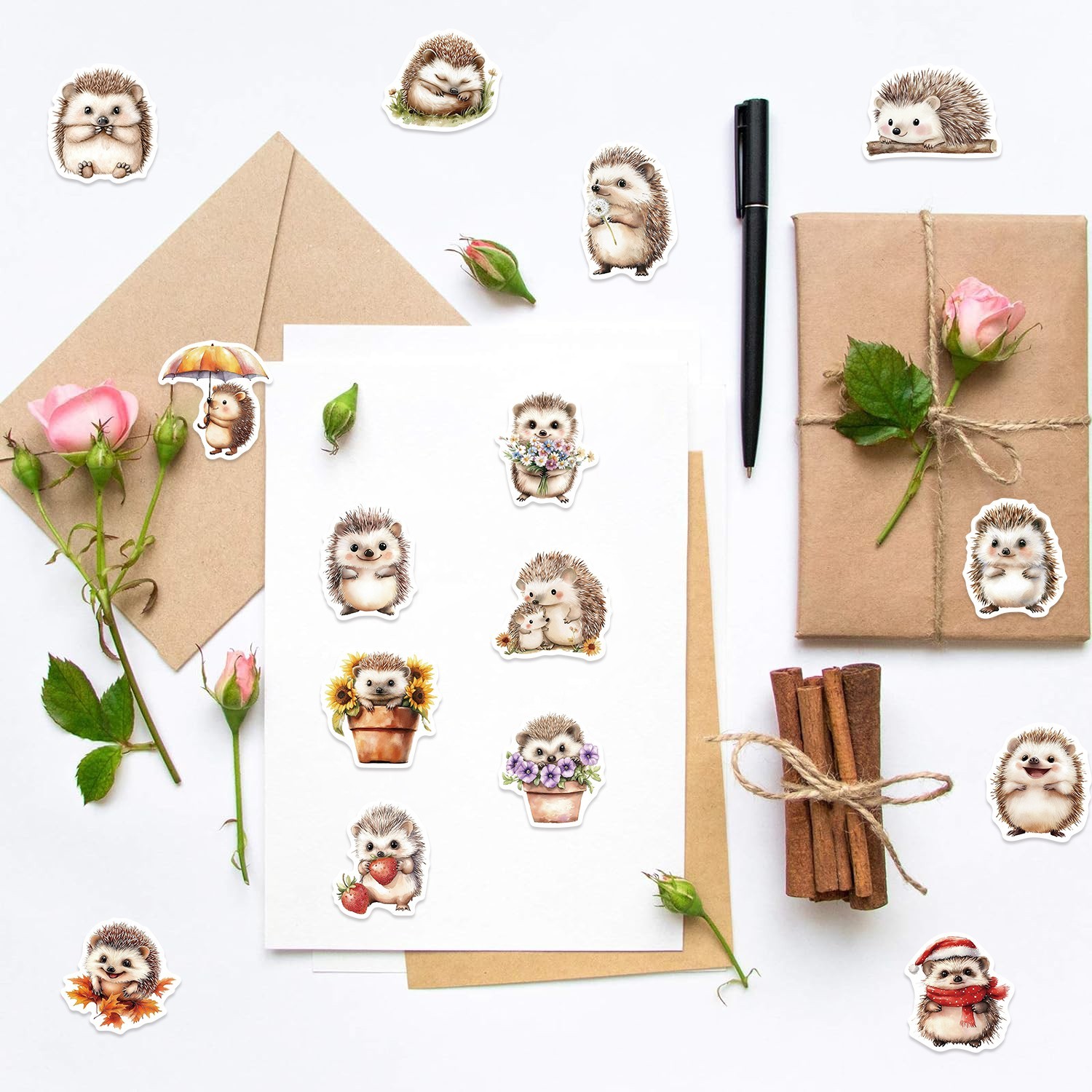 50-500PCS Cute Hedgehog Stickers Cartoon Animal Decals DIY Laptop Phone Decor