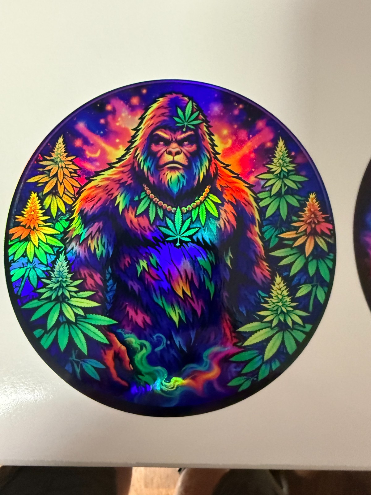 Psychedelic Sasquatch Marijuana Holographic Vinyl Decal Pick Your Size!