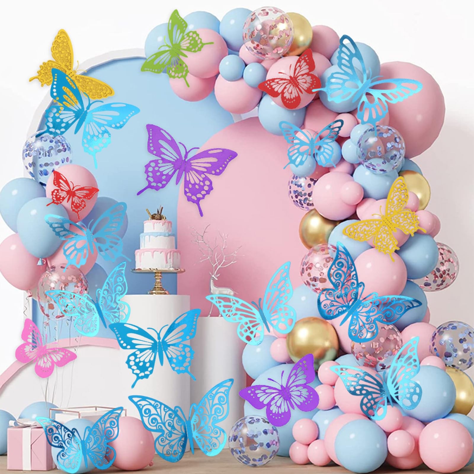 48Pcs 3D Butterfly Wall Decor – 3 Sizes, 4 Styles Decorations for Party, Birt…