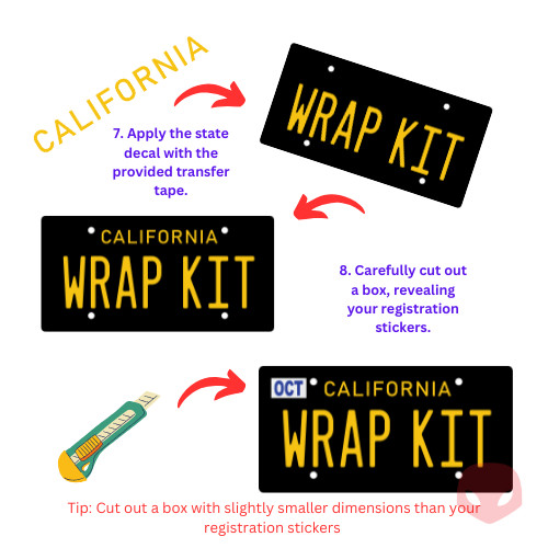 Cherry Red and Grey Gloss California Plate Wrap DIY Kit Matte Black