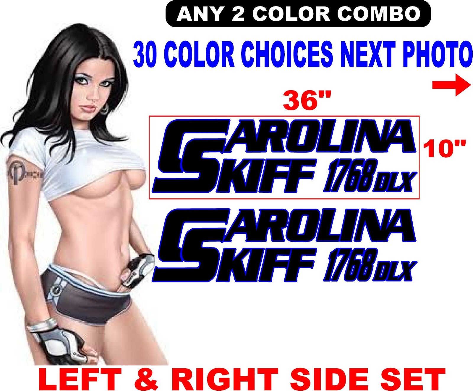 Carolina Skiff 1768 DLX DECAL LOGO DECALS STICKER 36″ BOAT BOATS 30 COLORS