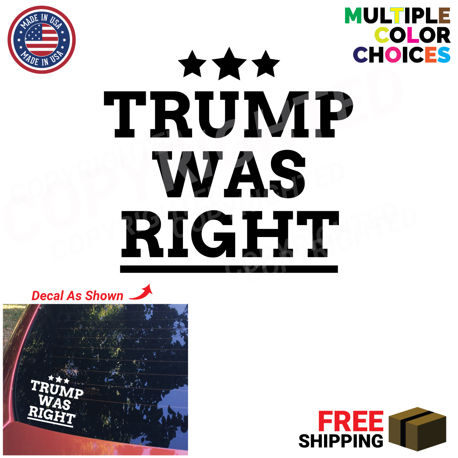 Trump Decal Sticker – Trump was Right Decal – Maga Decal – Ultra Maga Car Decal