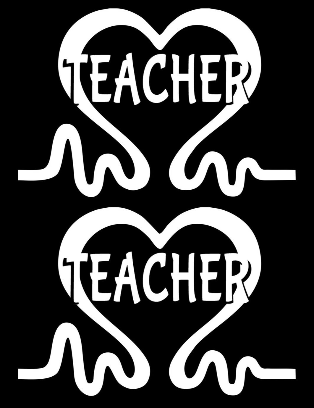 Teacher Heartbeat Two Pack 5″ Vinyl Decals Vehicle Windows Any Flat Surface