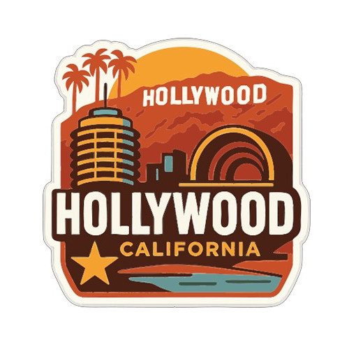 Hollywood California Sticker Decal Vinyl Die-Cut City Skyline Landmark Design