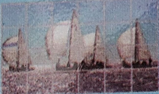 STOVE BACKSPLASH STICKER / WALL DECAL (35″ x 23″) BOATS WITH SAILS IN THE OCEAN