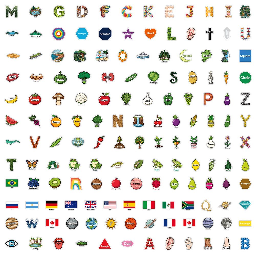 100 Educational Stickers Pack For Kids Learning | ScreenFree Fun by Dreamstiki |