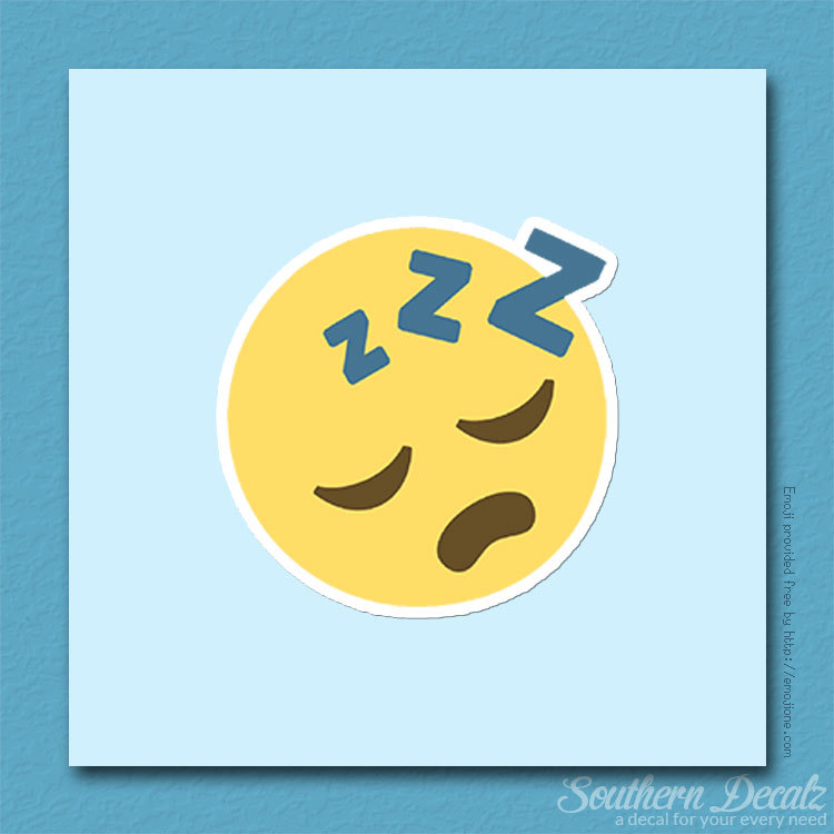 Sleeping Smiley Emoji – Vinyl Decal Sticker – c130 – 3.75″ x 3.75″