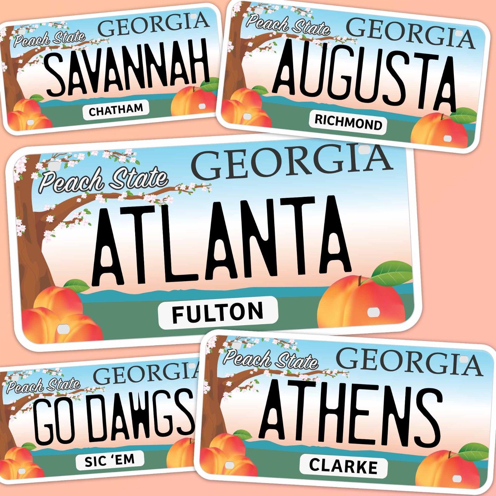 Georgia License Plate Stickers – Choose Your GA City