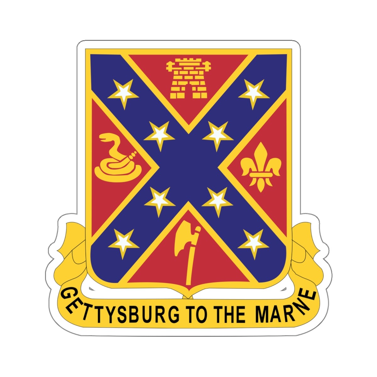 Kiss- Cut Stickers – 107th Field Artillery Regiment- Battalion – DUI wo Txt