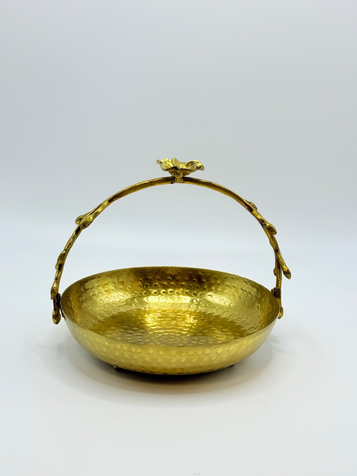 Heavy Copper Decorative Bowl with Floral Handle 🌸 Elegant Trinket & Candy Dish