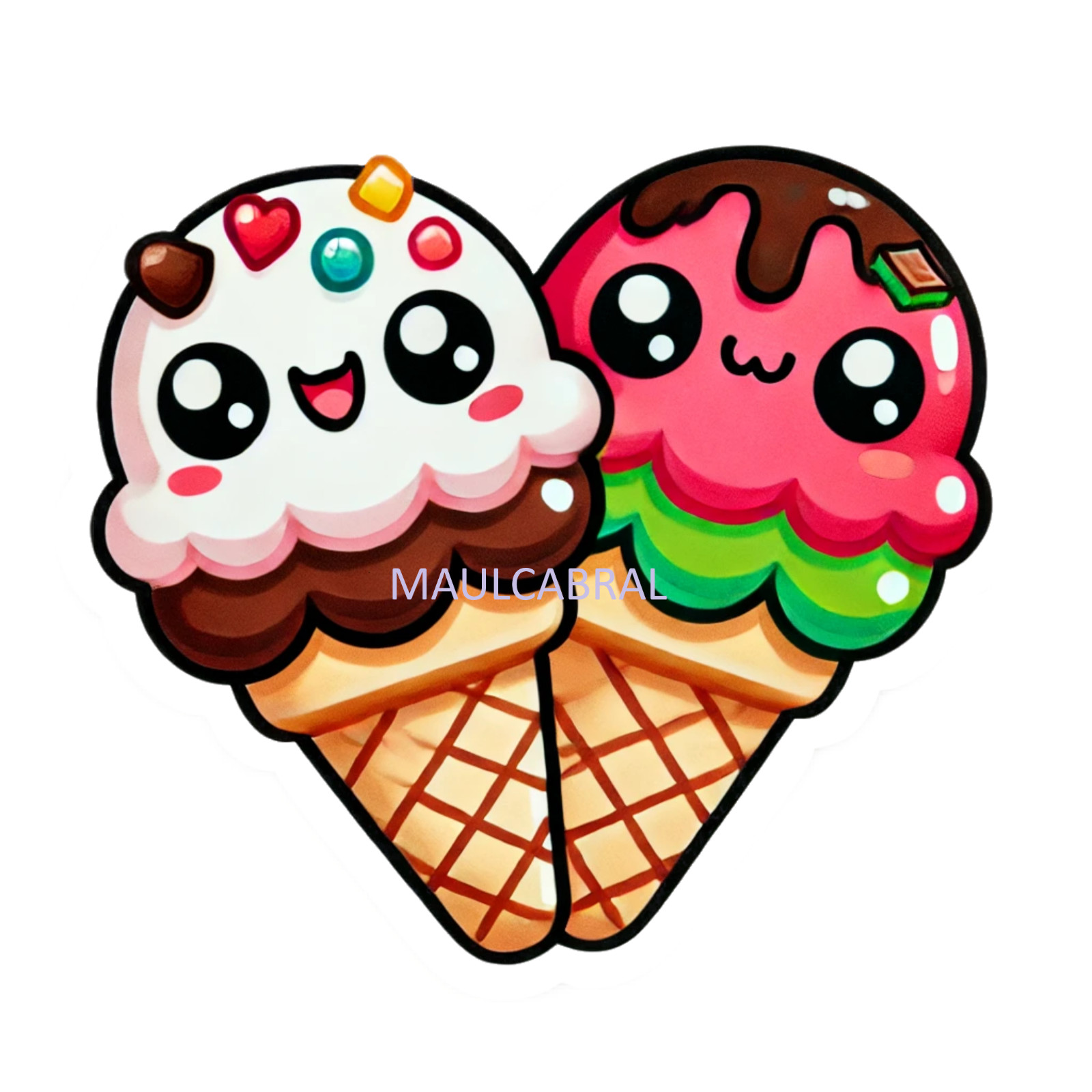 3×3 In ice cream Cones Stickers decal Kawaii