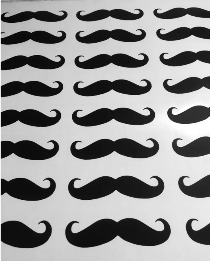 Set of 25 Black Vinyl Mustache Decal Stickers – Style 3 inches wide.